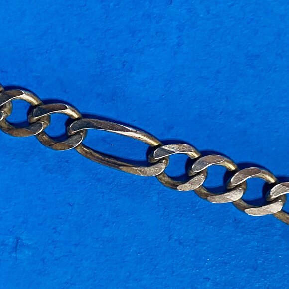 Estate Sale 925 Sterling Silver Vintage Necklace Figaro Links Chain 18" - Picture 14 of 14